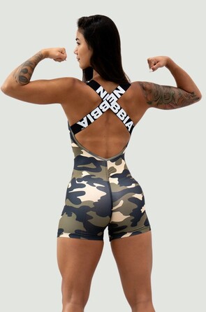 Комбінезон Nebbia One-Piece Workout Bodysuit 5″ GYM RAT Camo Green 512