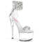Босоніжки Pleaser Passion-727RS *7 дюймів на підборах, 2 3/4 дюйма PF RS з прикрашеною манжетою на щиколотці, ззаду, сріблясті/прозорі