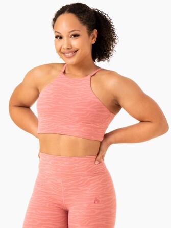 Топ Transform Reversible Sports Crop - Pink Zebra