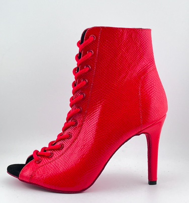 Профессиональные ботильоны для High Heels Premier из натуральной кожи, модель 'Красная змея', с открытым носком и шнуровкой, красный цвет