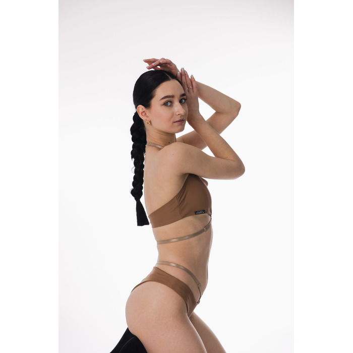 Шорти Freya для Pole Dance, Exotic та Сценічних Виступів з Подвійними Ремінцями - капучино