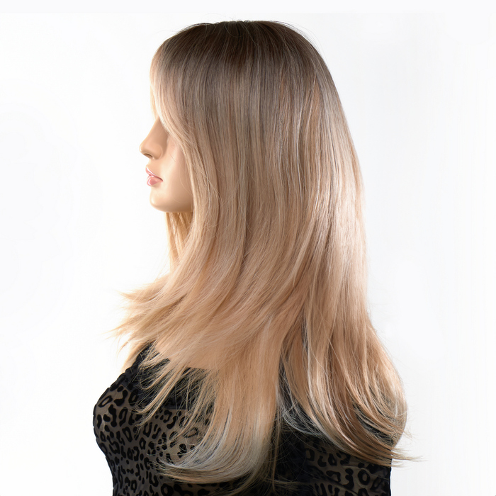 Перука довга з чубчиком і фарбуванням омбре Fetish Hair з темного в блонд, 60 см