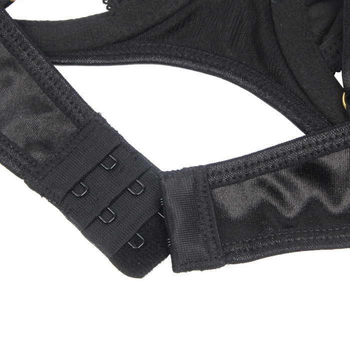 Чорний сексуальний оксамитовий комплект білизни Star Night з чокером та декоративною фурнітурою, M