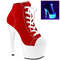 Ботинки Pleaser Adore-700SK-02 *7 дюймов, каблук, высота PF 2 3/4 дюйма, молния сбоку, красно-белые