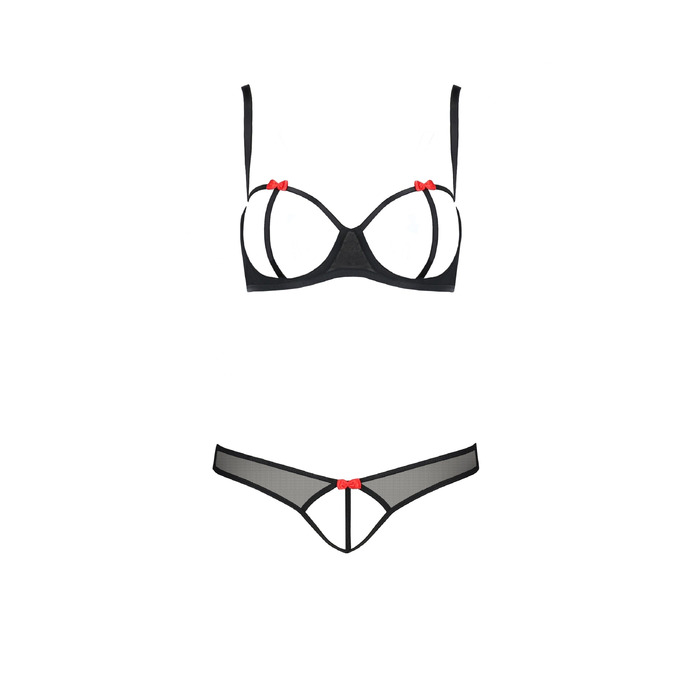Комплект белья с открытым доступом HEIDI SET WITH OPEN BRA black S/M - Passion