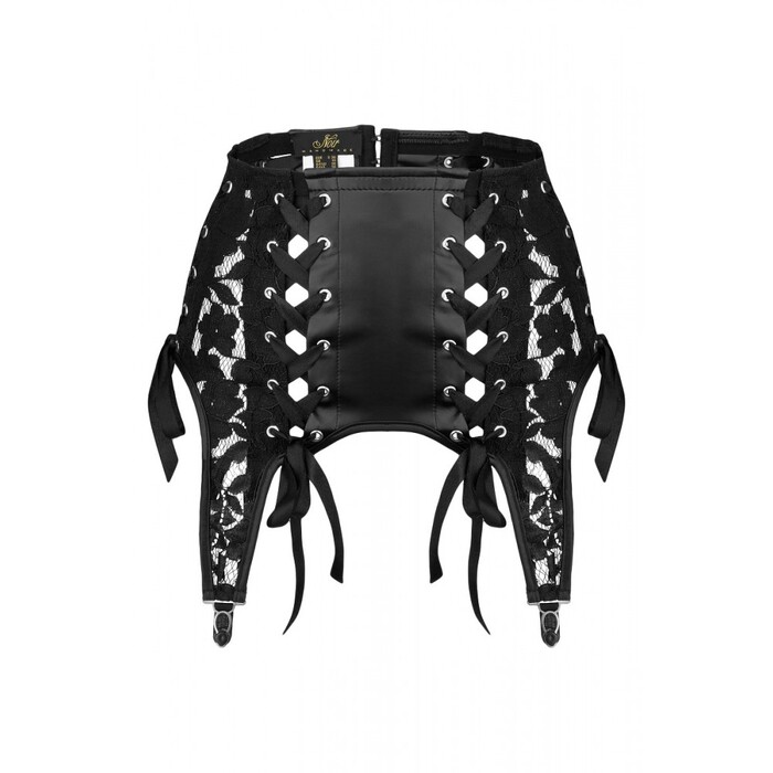 Пояс для чулок спандекс+гипюр F143 Noir Handmade S