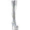 Сапоги Pleaser Adore-3000HWR, каблук 7 дюймов, эластичный ботинок PF 2 3/4 дюйма, молния сбоку, серебристо-серебряная голограмма