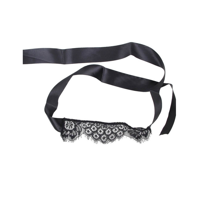 Боді мереживне відкрите Star Night з підтяжками та пов'язкою на очі, чорне, XS-S