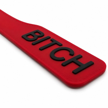 Паддл DS Fetish із чорним написом Bitch, червоний