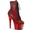 Ботинки Pleaser Adore-1020HFN *Каблук 7 дюймов, 2 3/4 дюйма, шнуровка спереди, боковая молния, красные/красный хром