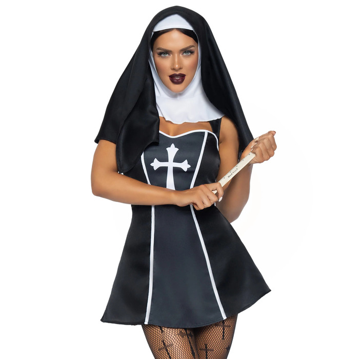 Костюм черниці Leg Avenue, S, Naughty Nun 2 предмети, чорний