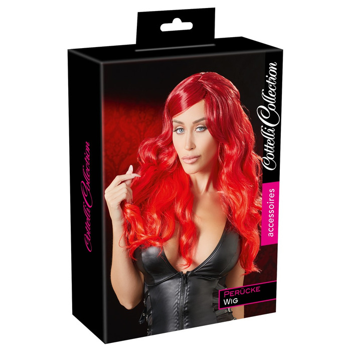Перука з чубчиком Cottelli Wig red wavy long, червоний