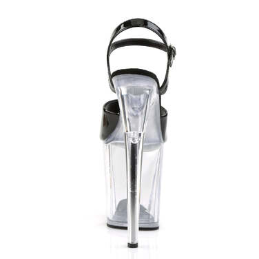 Босоніжки Flamingo-809 на підборах 8 дюймів, босоніжки з ремінцем на щиколотці 4 дюйми, чорні/прозорі