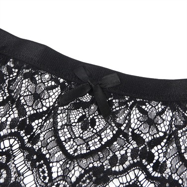 Чорні мереживні трусики з високою талією Star Night та підтяжками для панчіх, чорні, L