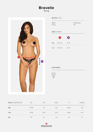 Трусики с открытым доступом Obsessive BRAVELLE черные, L/XL