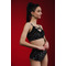 Sparkle Lurex Set — Блискучий Комплект із Велюровим Топом і Шортами для Танців та Сцени - чорний у смуги