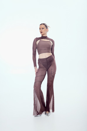 SILHOUETTE PANTS Mocha brown mesh_ коричневий мокко сітка